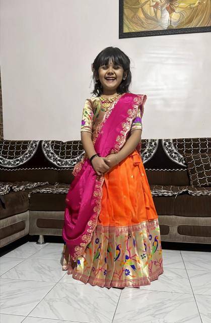 kids lehenga choli heavy paithani silk Wholesale kids formal wear Surat